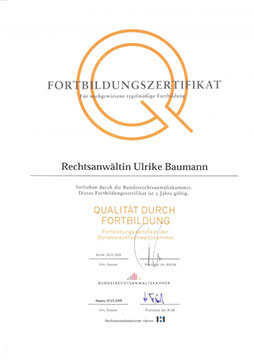 Fortbildungsbescheinigung