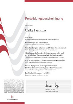 Fortbildungsbescheinigung