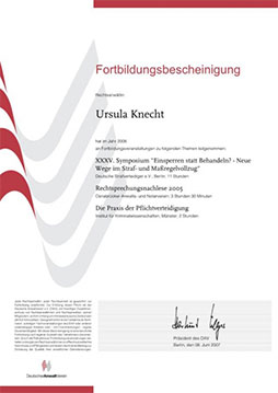 Fortbildungsbescheinigung